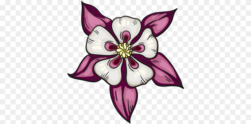 Wild Flower White Purple Columbine Transparent U0026 Svg Aguilena Flor Para Dibujar, Art, Graphics, Plant, Dahlia Free Png Download