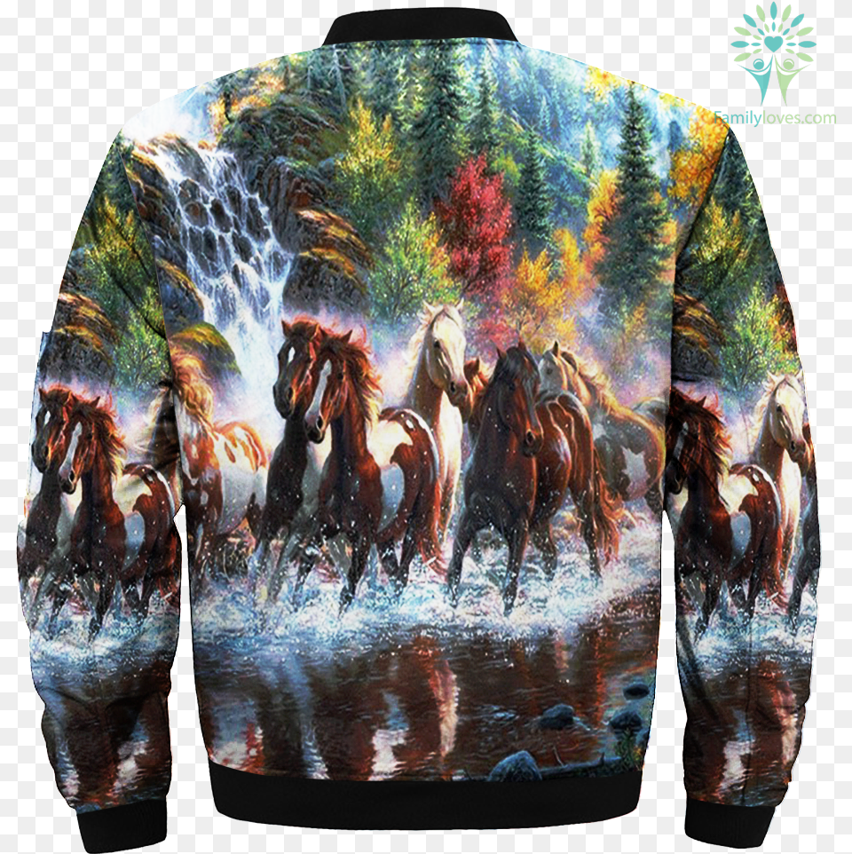 Wild Horse Over Print Jacket Tag Familyloves Horse, Clothing, Coat, Knitwear, Sweater Free Png