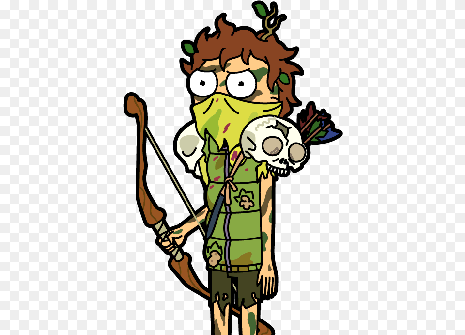 Wild Man Morty Pocketmortys Net Survivor Pocket Mortys Wild Man Morty, Weapon, Person, Bow, Archery Png Image