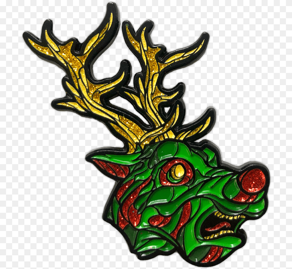 Wild Reindeer Glitter Enamel Pin By Seventh Illustration, Accessories, Dragon Free Png Download
