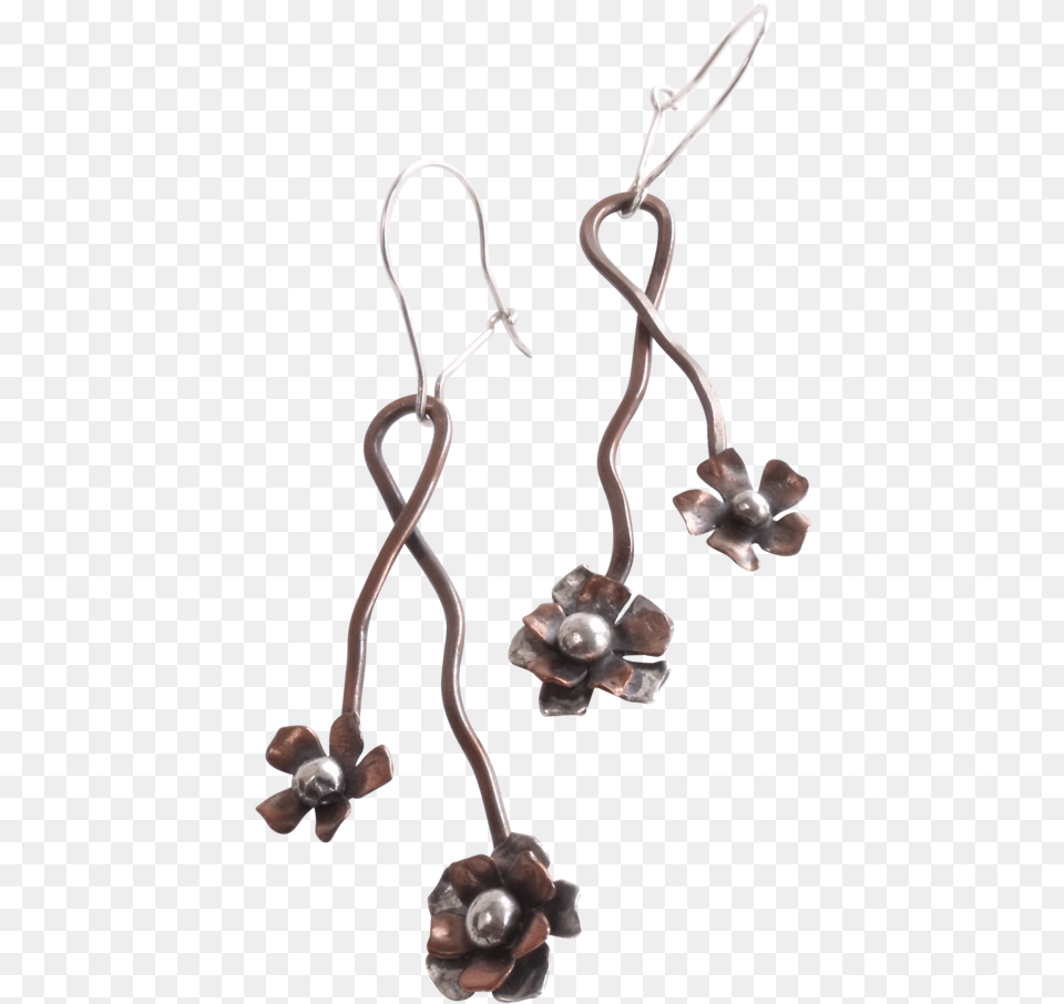 Wild Rose Vine Earrings Copper With Sterling Silver Earrings, Accessories, Earring, Jewelry Free Png Download