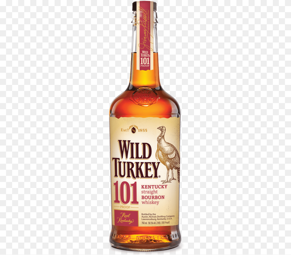 Wild Turkey 101 Bourbon Whiskey, Alcohol, Liquor, Beverage, Whisky Free Transparent Png