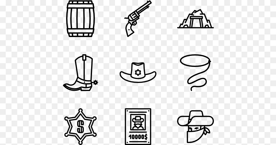 Wild West Suitcase Icon Transparent Background, Gray Free Png