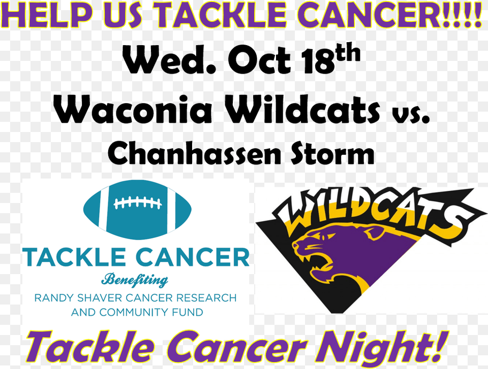 Wildcats Tackle Cancer Waconia Wildcats, Advertisement, Poster, Logo, Text Png