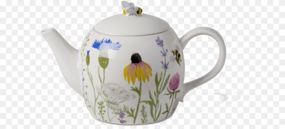 Wildflower Bee Tea Pot, Cookware, Pottery, Cup, Teapot Free Transparent Png