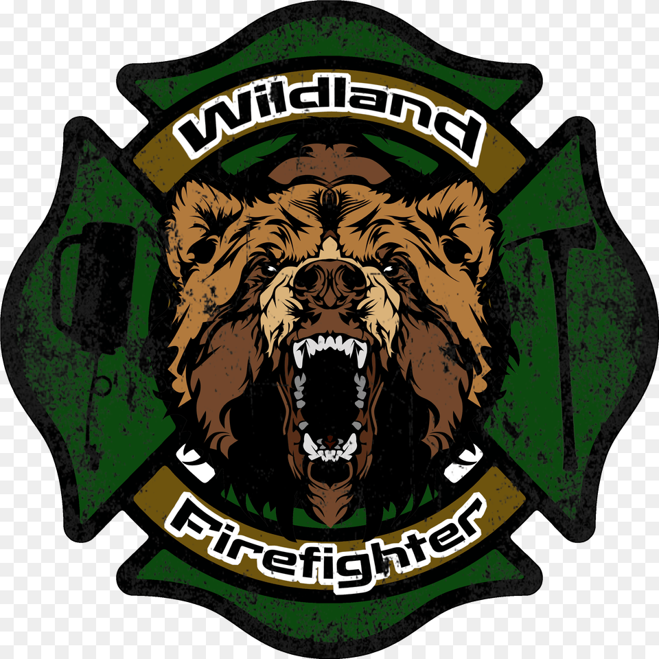 Wildland Firefighter Decal Clipart Download Bear Head, Logo, Badge, Symbol, Animal Free Png