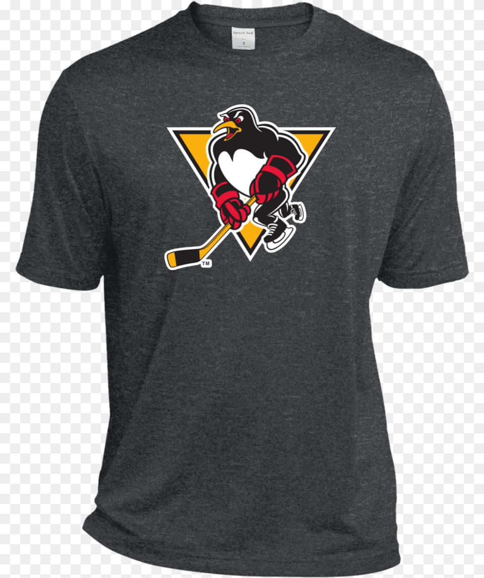 Wilkes Barrescranton Penguins Primary Logo Adult Heather, T-shirt, Clothing, Person, Man Free Transparent Png