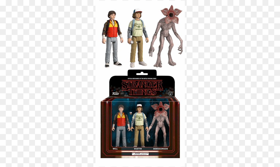 Will Dustin And Demogorgon 3 Pack Action Figure Set Funko Stranger Things Figures, Figurine, Person, Clothing, Costume Png