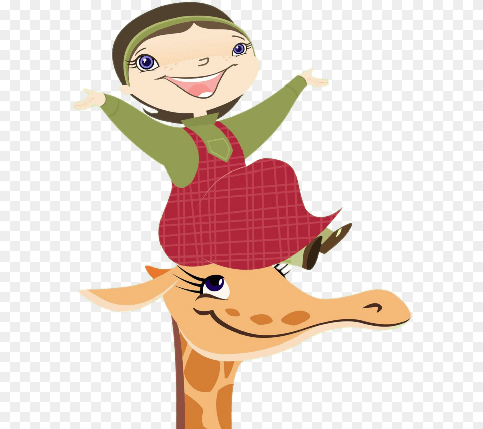 Willa On Giraffes Head Willa39s Wild Life Kids, Baby, Person, Animal, Deer Free Png