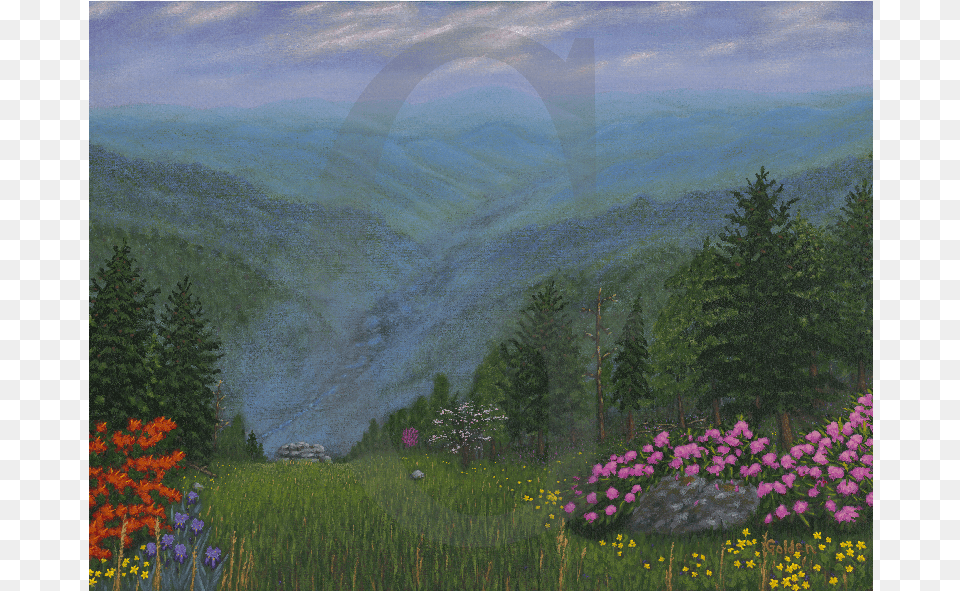 William Lee Golden Painting Smoky Mountain Spring Smoky Mountain Spring Paintings, Meadow, Countryside, Field, Rural Png
