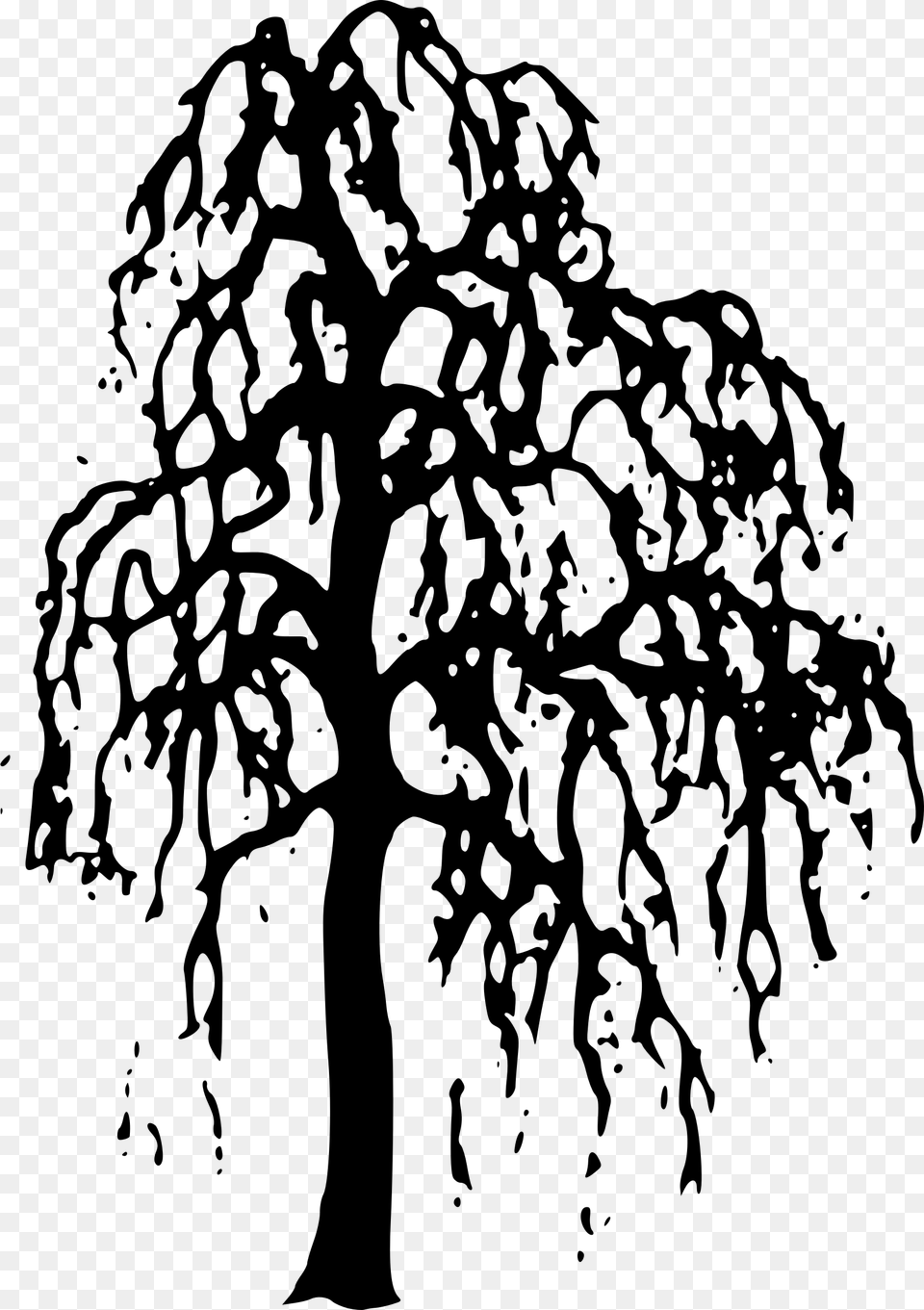 Willow Drawing Dark Willow Tree Silhouette, Gray Free Png Download