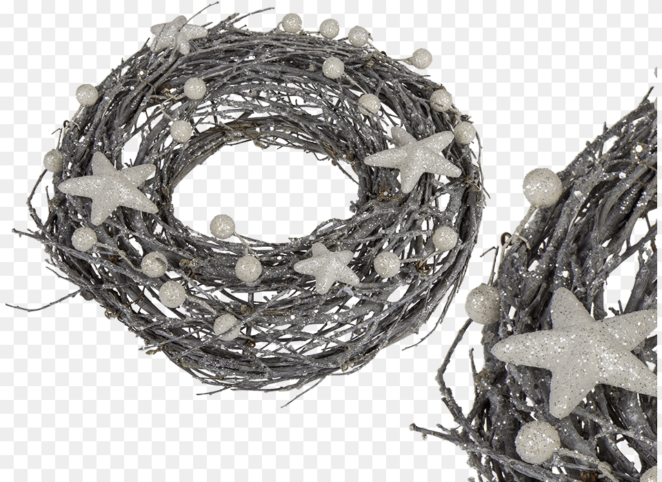 Willow Wreath With Glitter Stars And Balls Out Of The Blue Kg, Plant Free Png