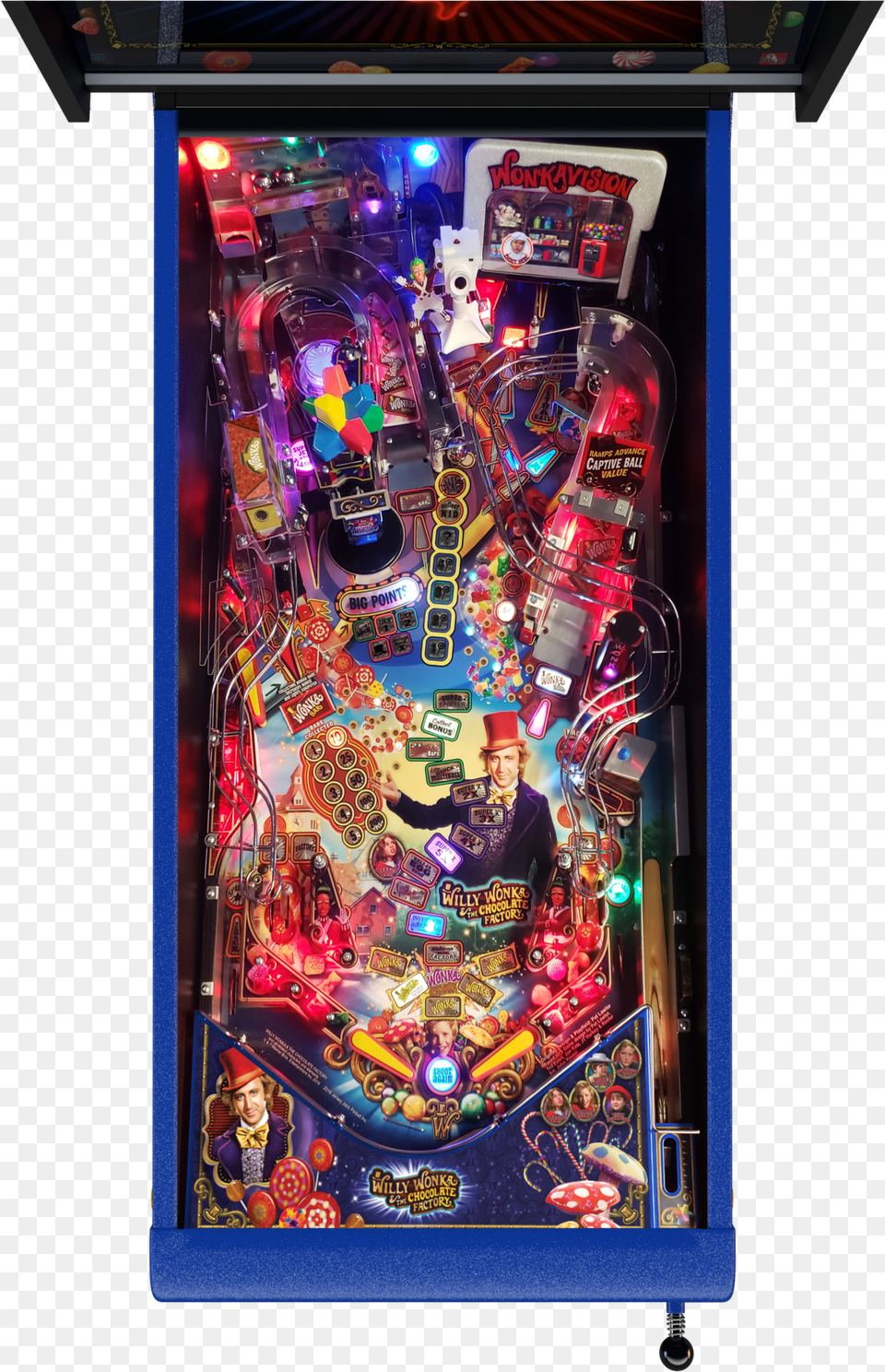 Willy Wonka Pinball Machine, Arcade Game Machine, Game, Adult, Person Png Image