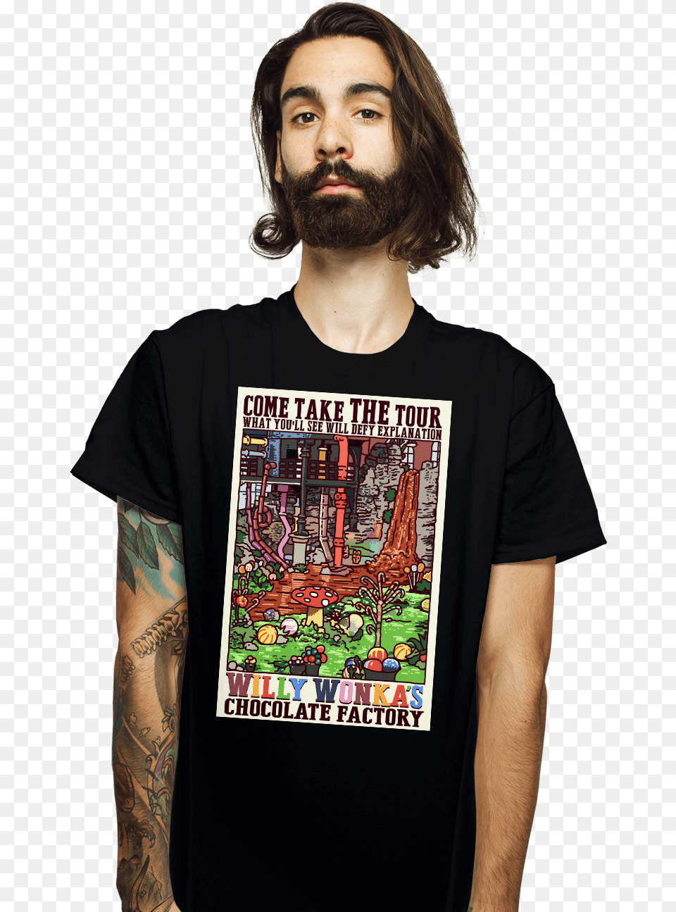 Willy Wonka Tour Shirt, Beard, Clothing, Face, Head Free Png Download