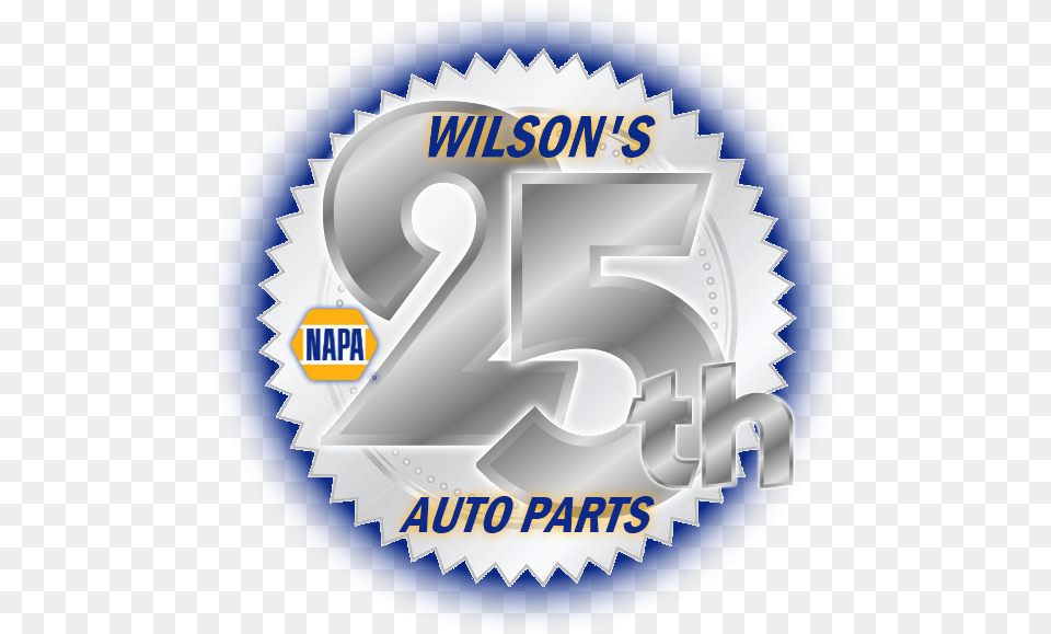 Wilsons Napa Auto Parts 25th Anniversary, Symbol, Disk, Text, Number Png Image