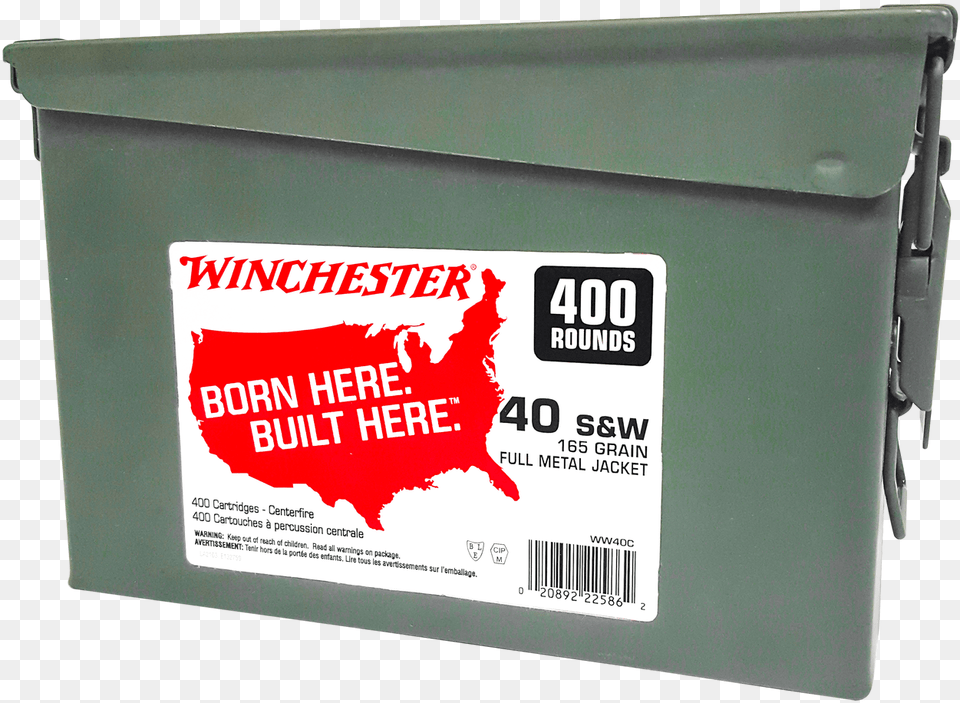 Winchester 40 Sampw Ammunition Ww40c 165 Grain Full Metal Winchester, Mailbox, Box Png Image