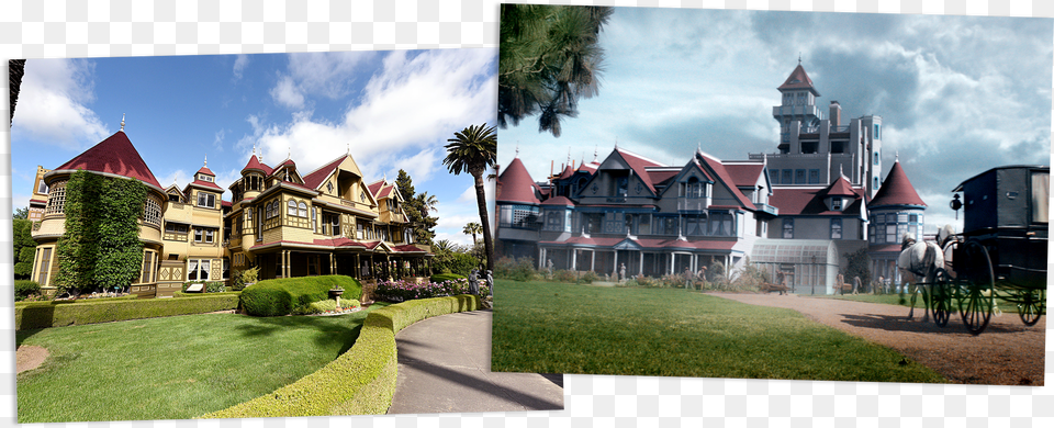 Winchester House Before And After Earthquake, Symbol, Scoreboard, Star Symbol, Logo Free Png Download