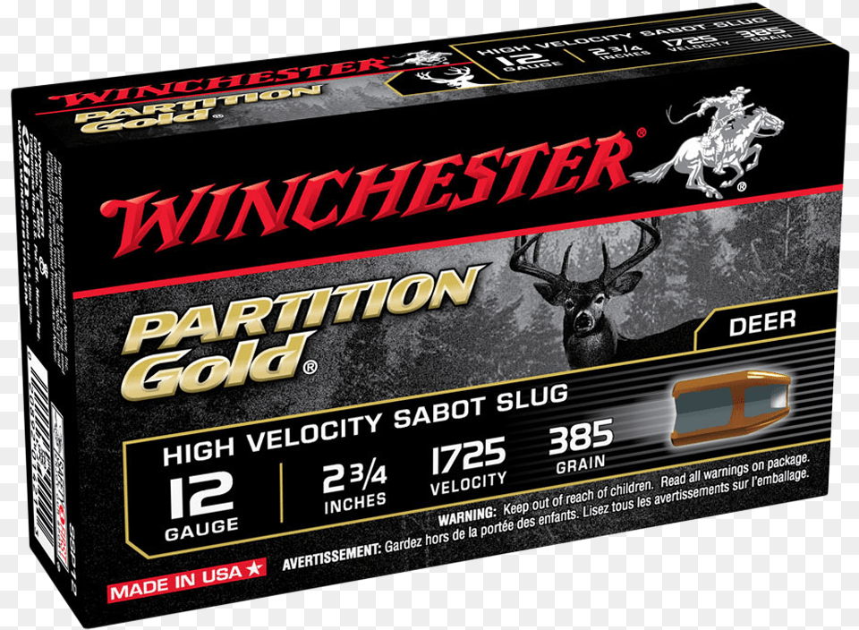 Winchester Supreme Partition Gold 12g Slug 2 34 Winchester Rack Master Slug 12, Animal, Dinosaur, Reptile, Scoreboard Free Png Download