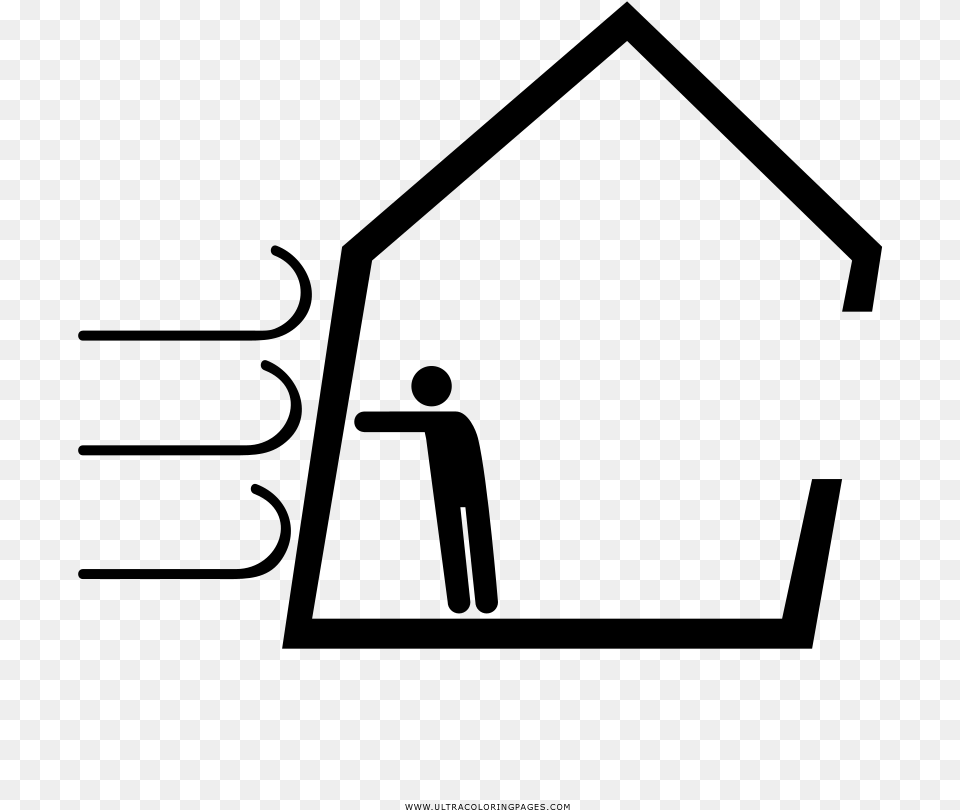 Wind Blowing House Coloring, Gray Free Png