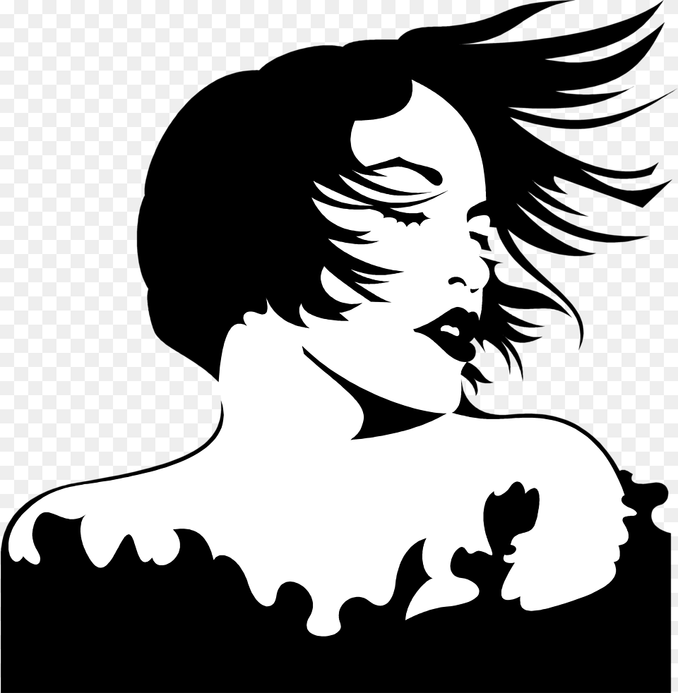 Wind Blowing People Around Cartoon Hair Blowing In Wind Clipart, Stencil, Adult, Female, Person Free Transparent Png