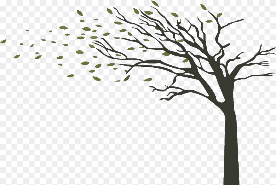 Wind Drawing Tree Wall Sticker Mockup, Art Png Image