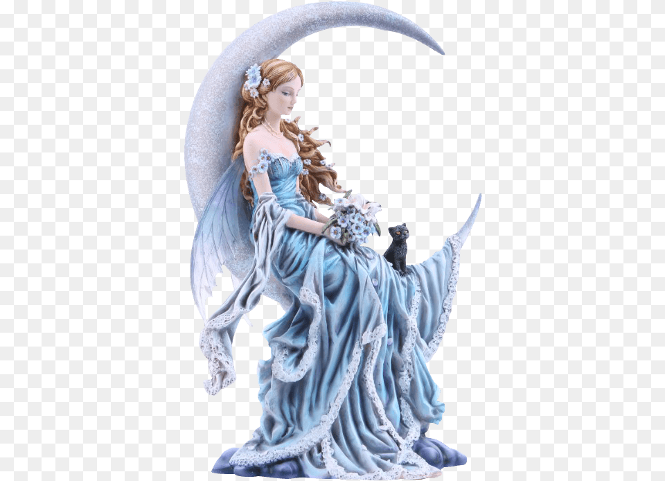 Wind Moon Fairy Statue Angel Sitting On The Moon, Adult, Bride, Female, Person Free Png