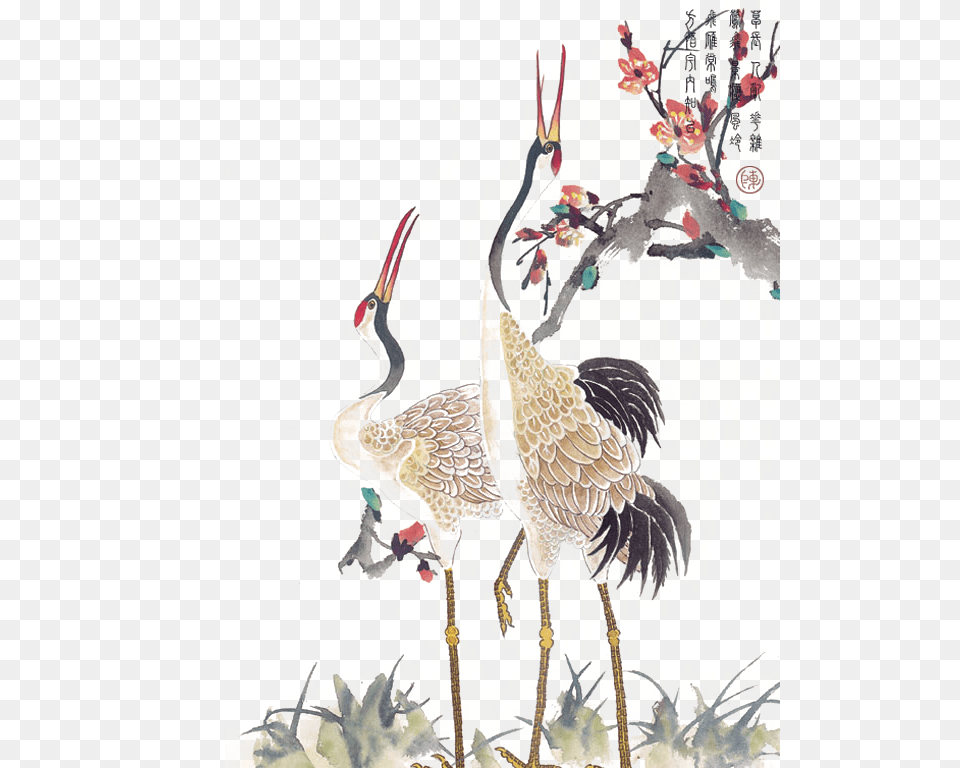Wind Tattoo Crane Idea Chinese Hd Image Clipart Crane Tattoo Designs, Animal, Bird, Crane Bird, Waterfowl Free Png