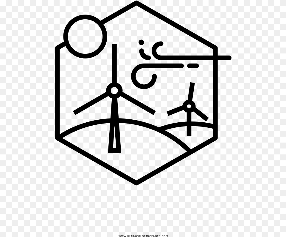 Wind Turbines Coloring Page, Gray Free Transparent Png