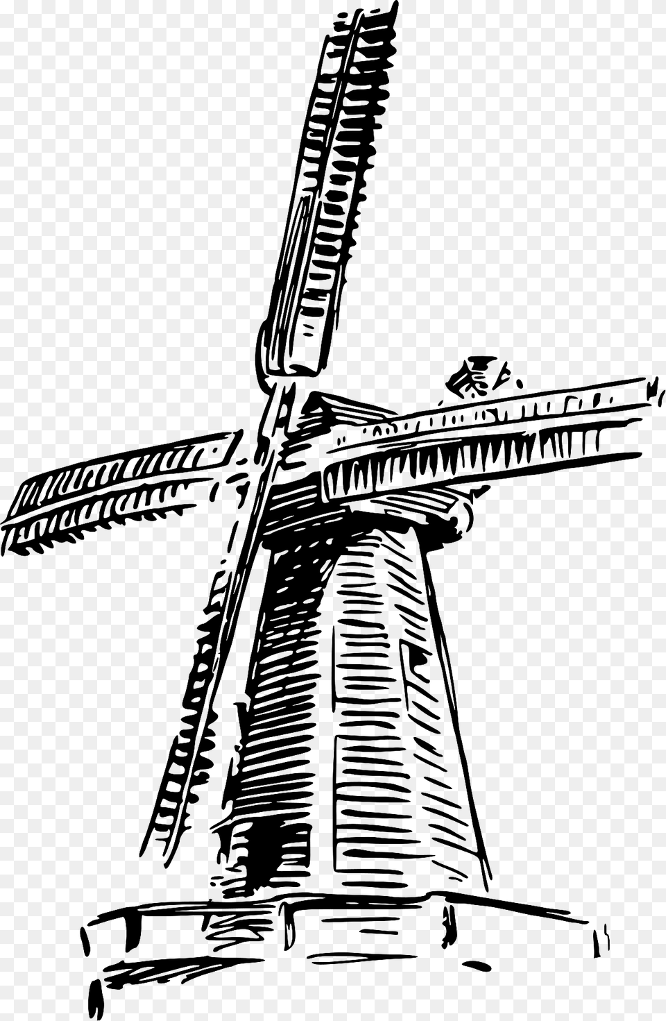 Windmill Black And White Clipart, Outdoors, Engine, Machine, Motor Png