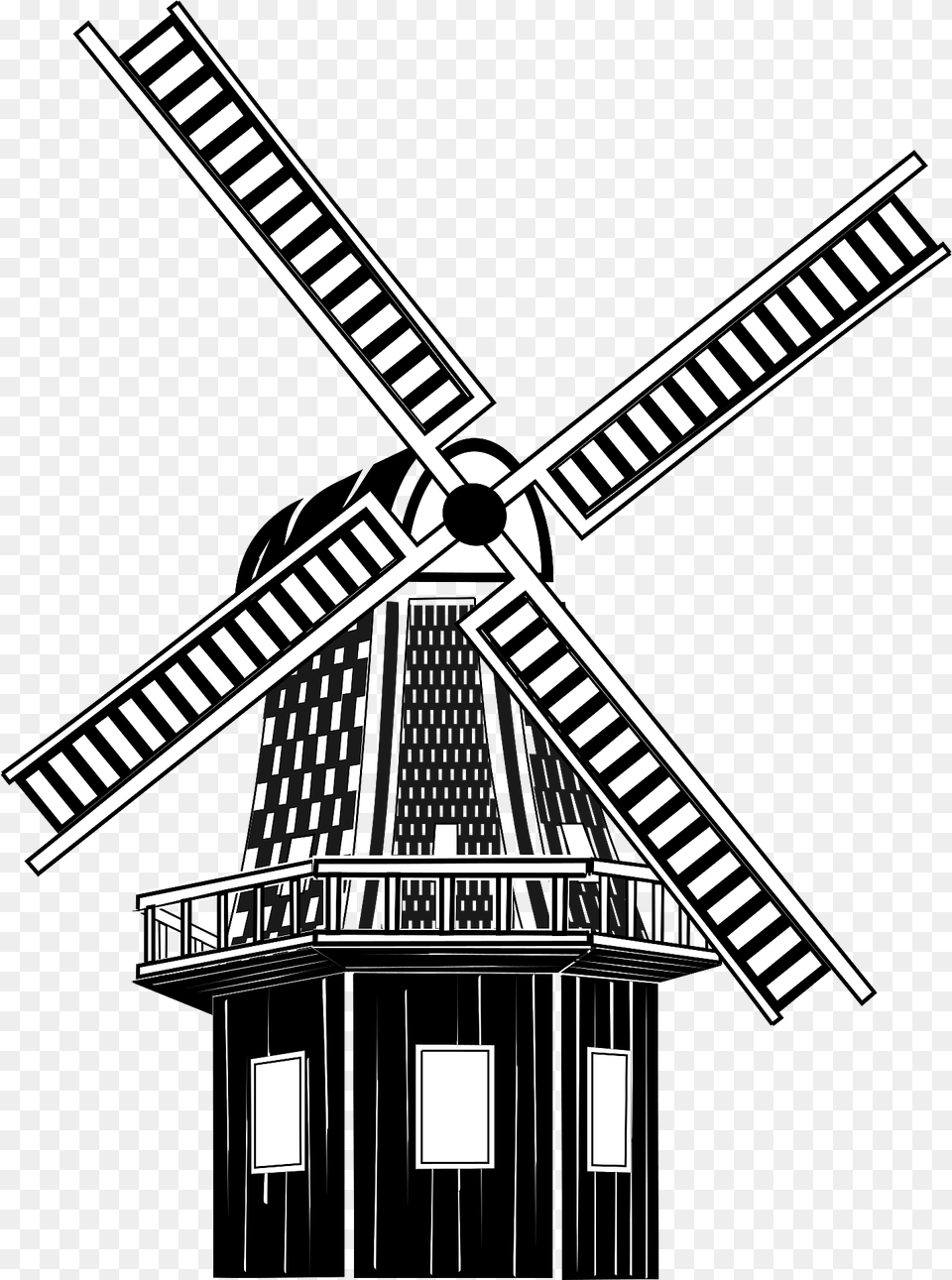 Windmill Black And White Clipart, Engine, Machine, Motor, Outdoors Free Transparent Png