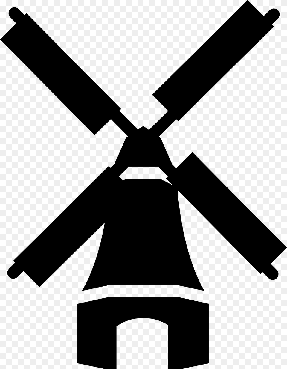 Windmill Wind Wind Energy Silhouette Rotation Free Windmill Clipart, Gray Png Image