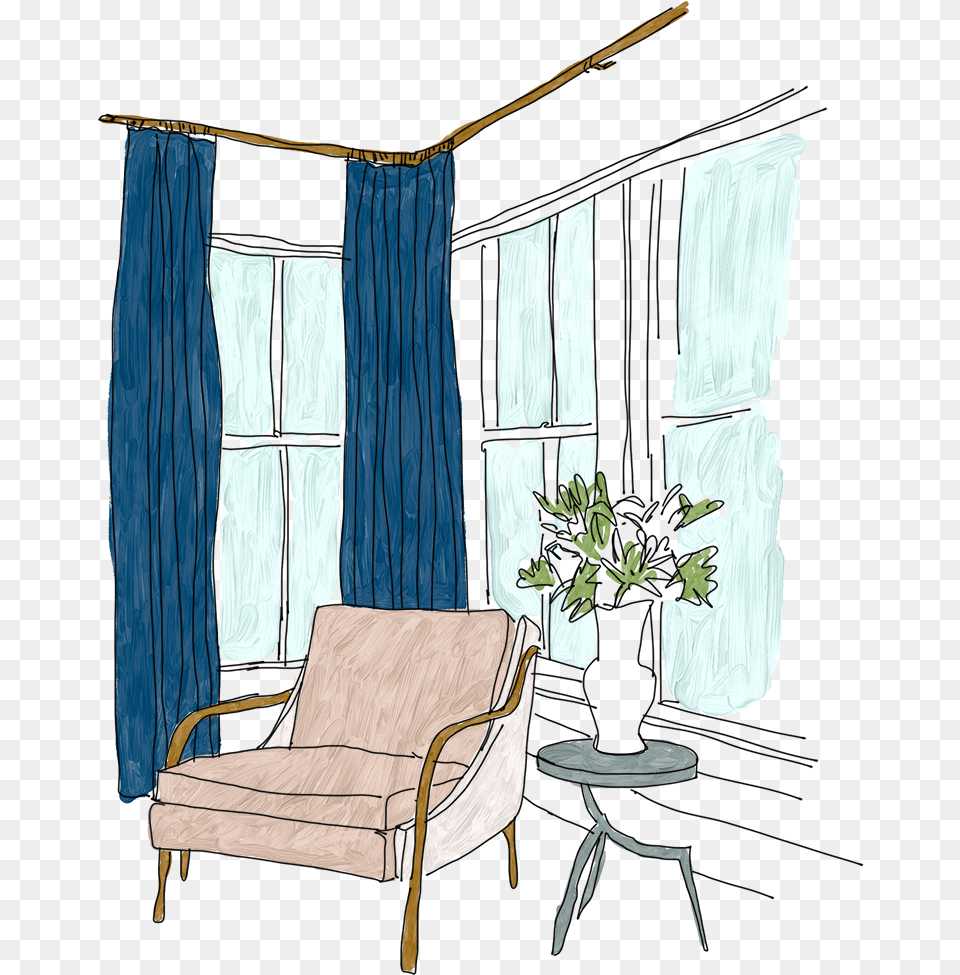 Window Covering, Furniture, Chair, Plant, Living Room Free Transparent Png