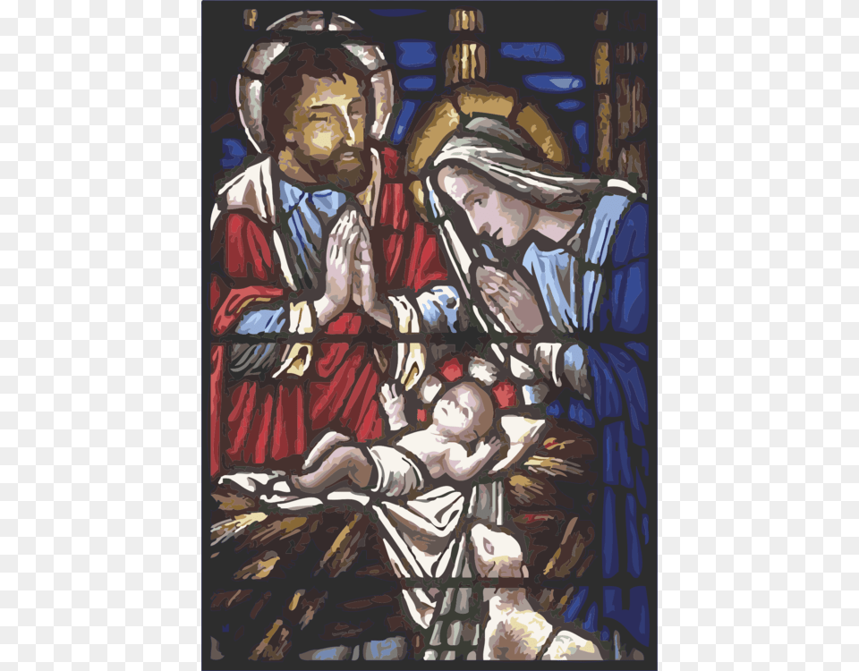 Window Nativity Of Jesus Stained Glass Holy Family Yesus Lahir Dikandang Domba, Art, Person, Stained Glass, Face Free Transparent Png