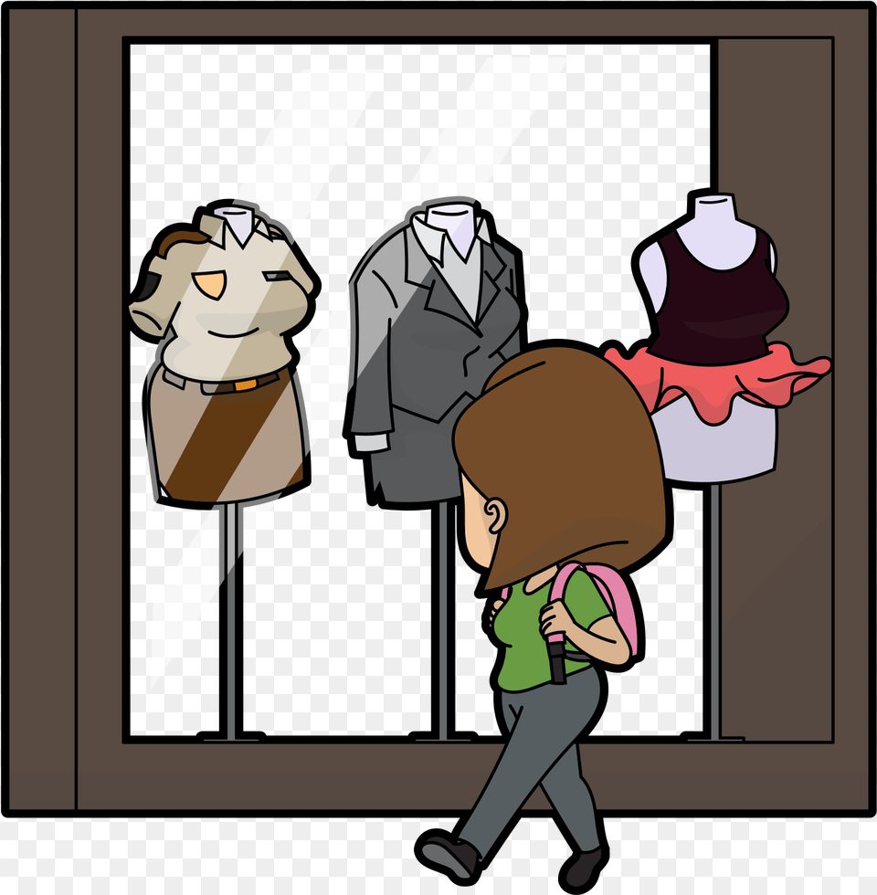 Window Shopping Cartoon, Book, Comics, Publication, Person Free Png