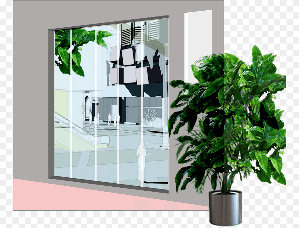 Window Vignette, Door, Potted Plant, Plant, Sliding Door Free Png