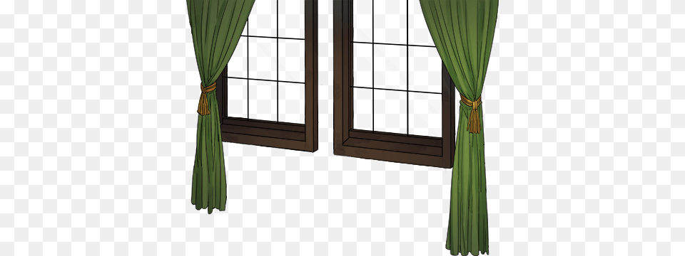 Window With Green Curtain Kancolle Wiki Fandom Green Curtains Door, Architecture, Building, Housing Free Transparent Png