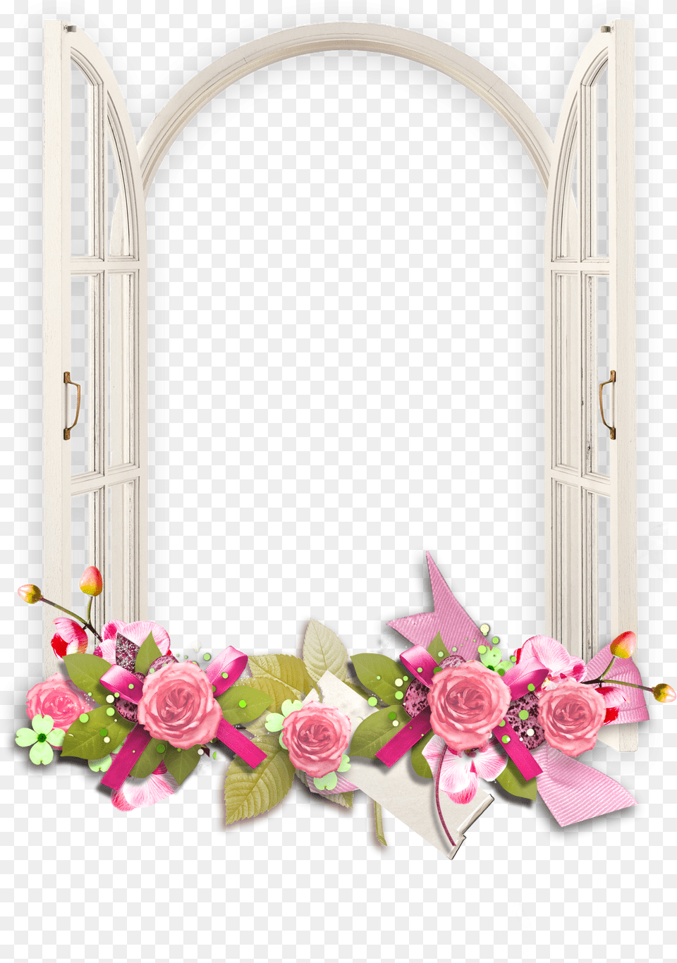 Window With Pink Flowers Flower Frames And Borders, Arch, Plant, Flower Bouquet, Flower Arrangement Free Transparent Png