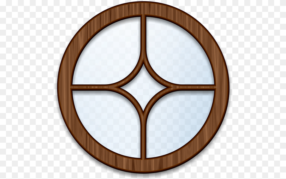 Window Wood Pane Architecture Frame Glass Circle Wooden Window Frame Free Png Download