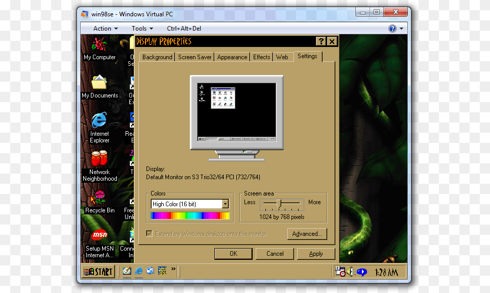 Windows 98 Jungle Theme Download Windows 98 Se Themes, Computer, Screen, Pc, Monitor Png Image