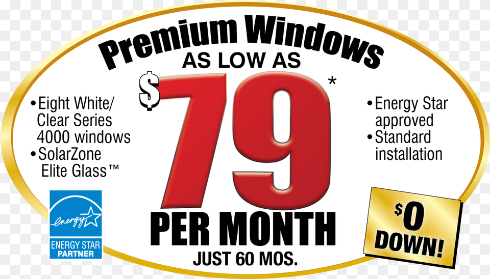 Windows As Low As 69 Per Month Energy Star, Advertisement, Text, Poster, Number Free Transparent Png