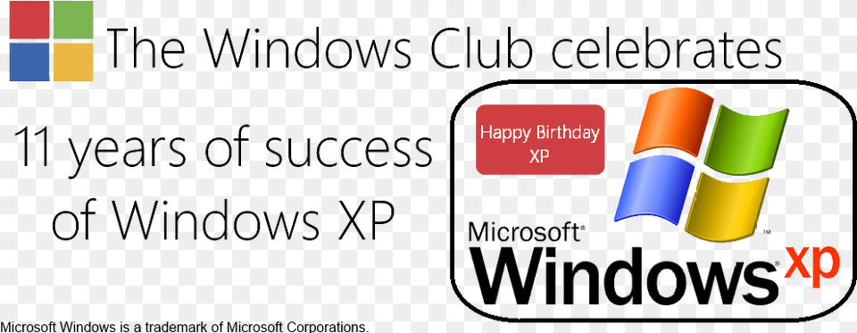 Windows Xp Completes 11 Years Of Success Electric Blue, Blackboard, Text Free Png