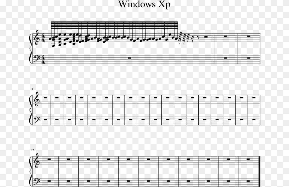 Windows Xp Sheet Music 1 Of 1 Pages We Are Number One Piano Easy, Gray Free Png Download