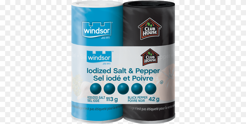 Windsor Iodized Salt Amp Club House Pepper Iodized Salt And Pepper, Paper, Can, Tin, Towel Png Image