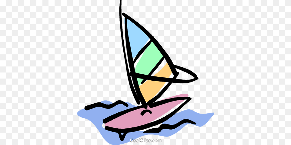 Windsurfing Royalty Free Vector Clip Art Illustration, Leisure Activities, Nature, Outdoors, Sea Png Image