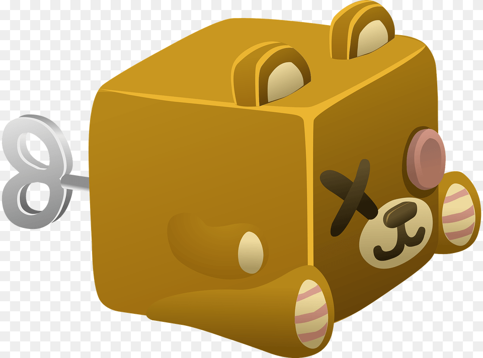 Windup Cube Bear Clipart, Treasure, Box, Cardboard, Carton Png