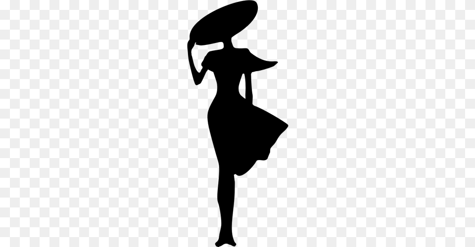 Windy Lady Silhouette, Gray Free Transparent Png