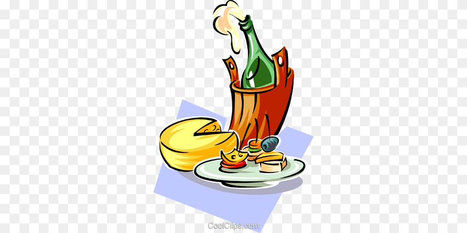 Wine And Cheese Royalty Vector Clip Art Illustration, Food, Meal, Dish, Bottle Free Png Download