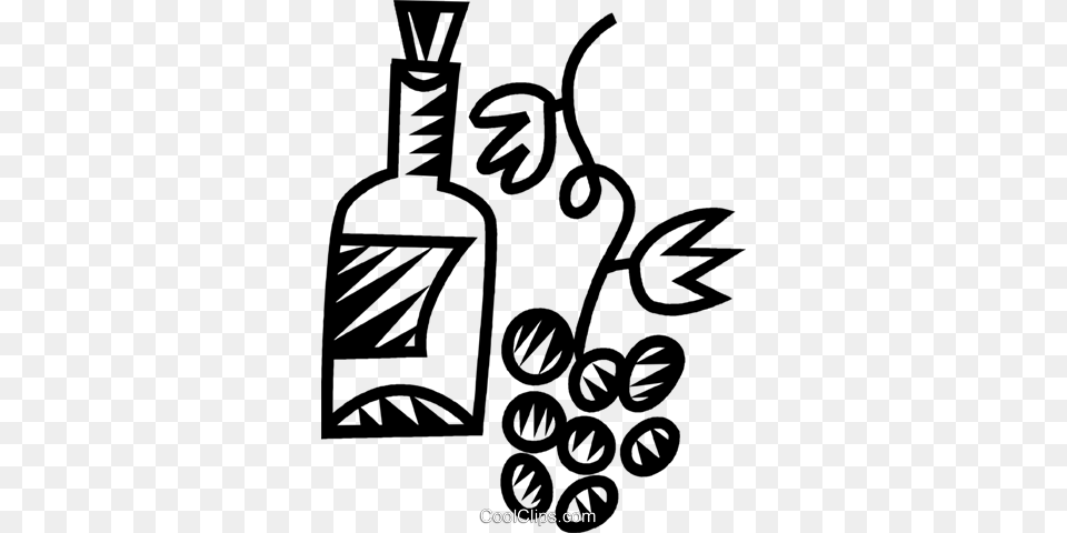 Wine And Grapes Royalty Vector Clip Art Illustration, Alcohol, Beverage, Bottle, Liquor Png Image