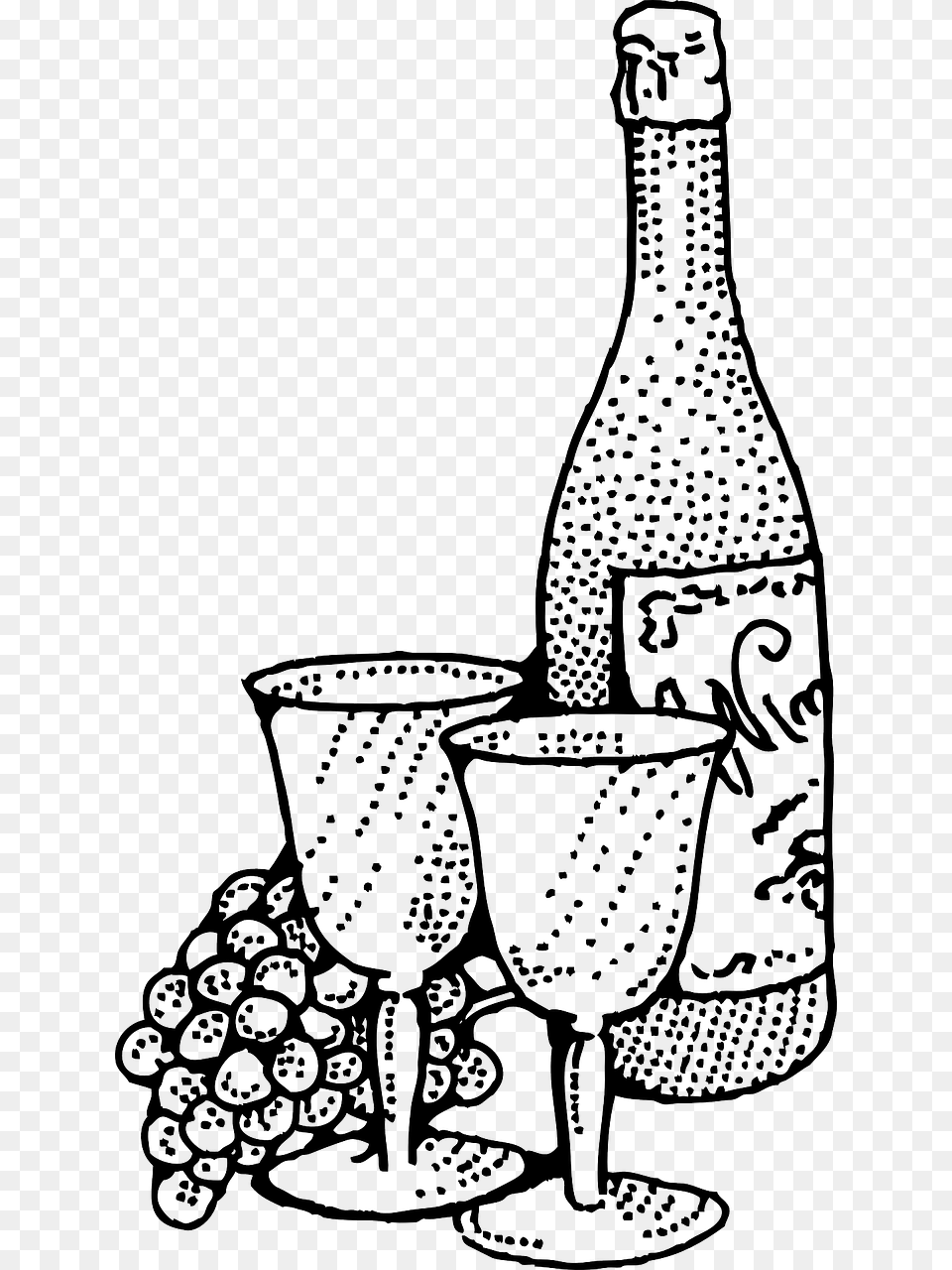 Wine Black And White Clipart, Alcohol, Beverage, Bottle, Liquor Free Png