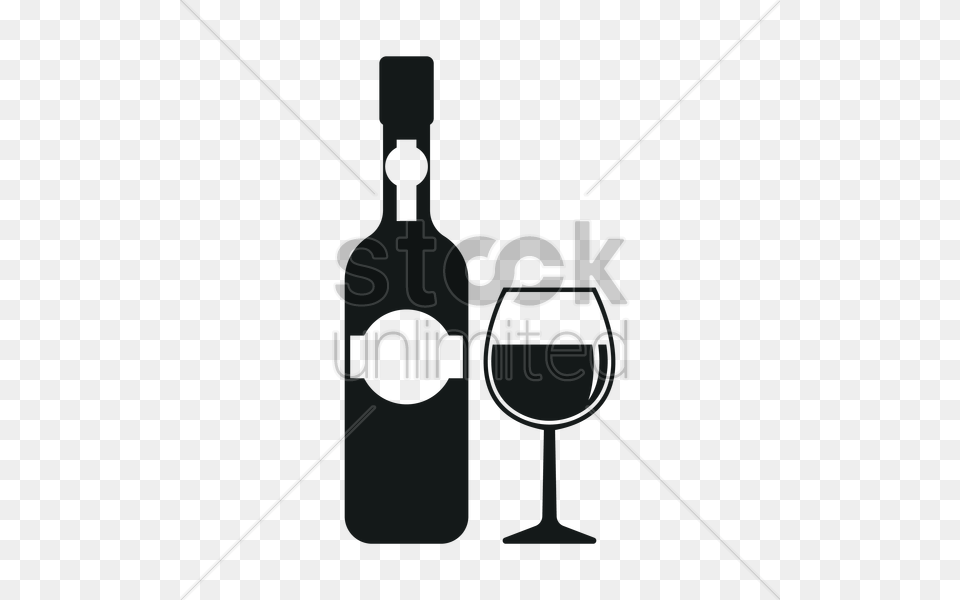 Wine Bottle And Cup Silhouette Vector Graphic Wine Bottle Silhouette, Electrical Device, Microphone, Alcohol, Beverage Png Image